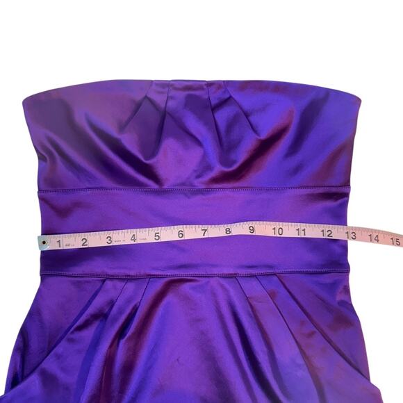 Diane Von Furstenberg Fiorenza Strapless Mini Dress in Purple Satin Cocktail 4 - Picture 6 of 15